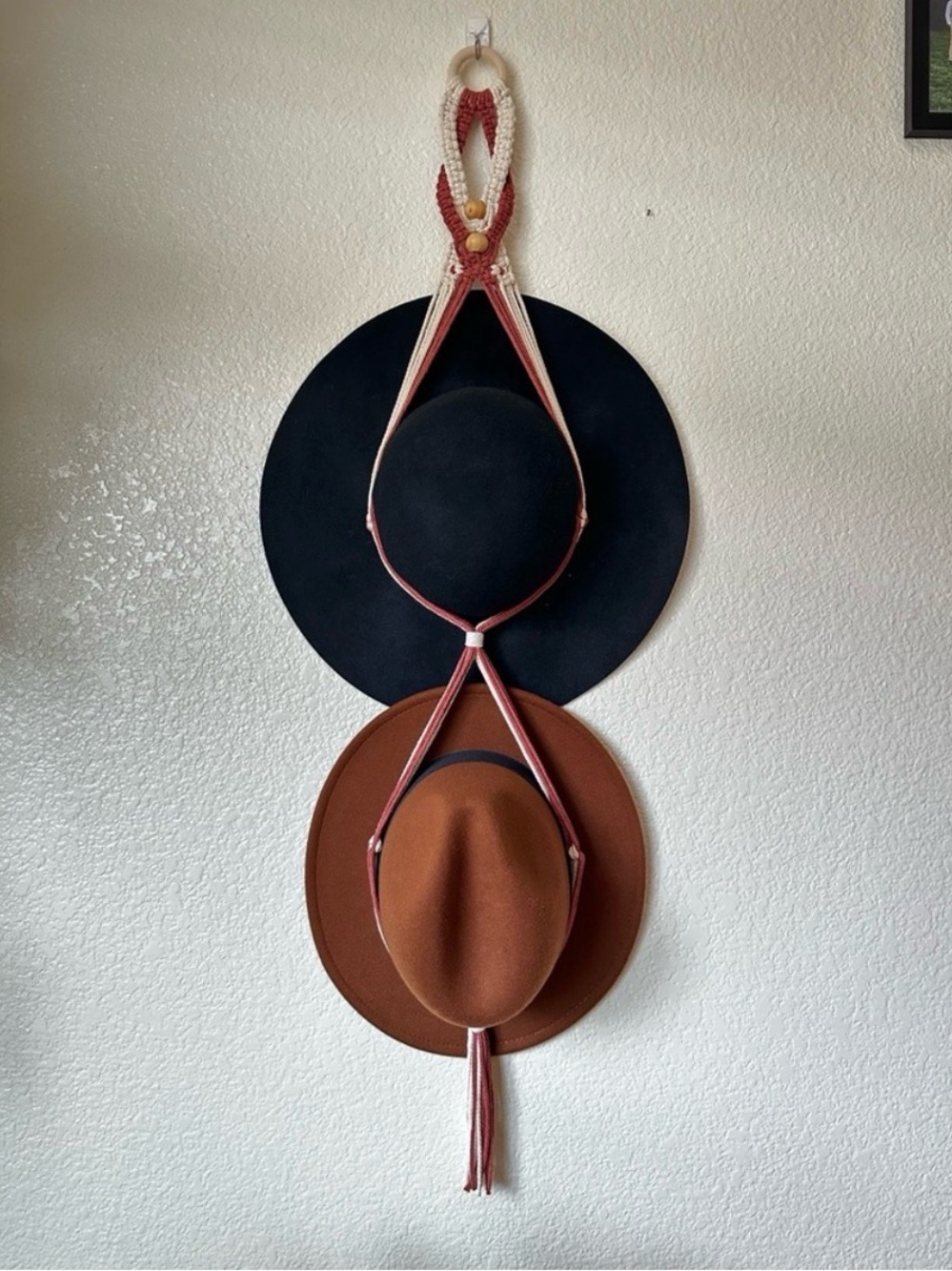 Handmade Macrame Double Hat Hanger